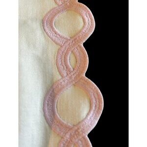 SCHWEITZER LINEN (2) KING White Pillow Sham Lavender Embroidered Border Italy